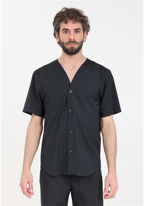 Black men's shirt with buttons on the front YES LONDON | XCM7169NERO